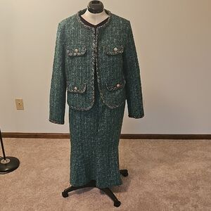 STYLEWE Teal Tweed Skirt Suit